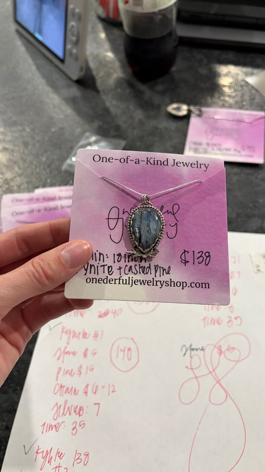 Kyanite + Pine Pendant #2