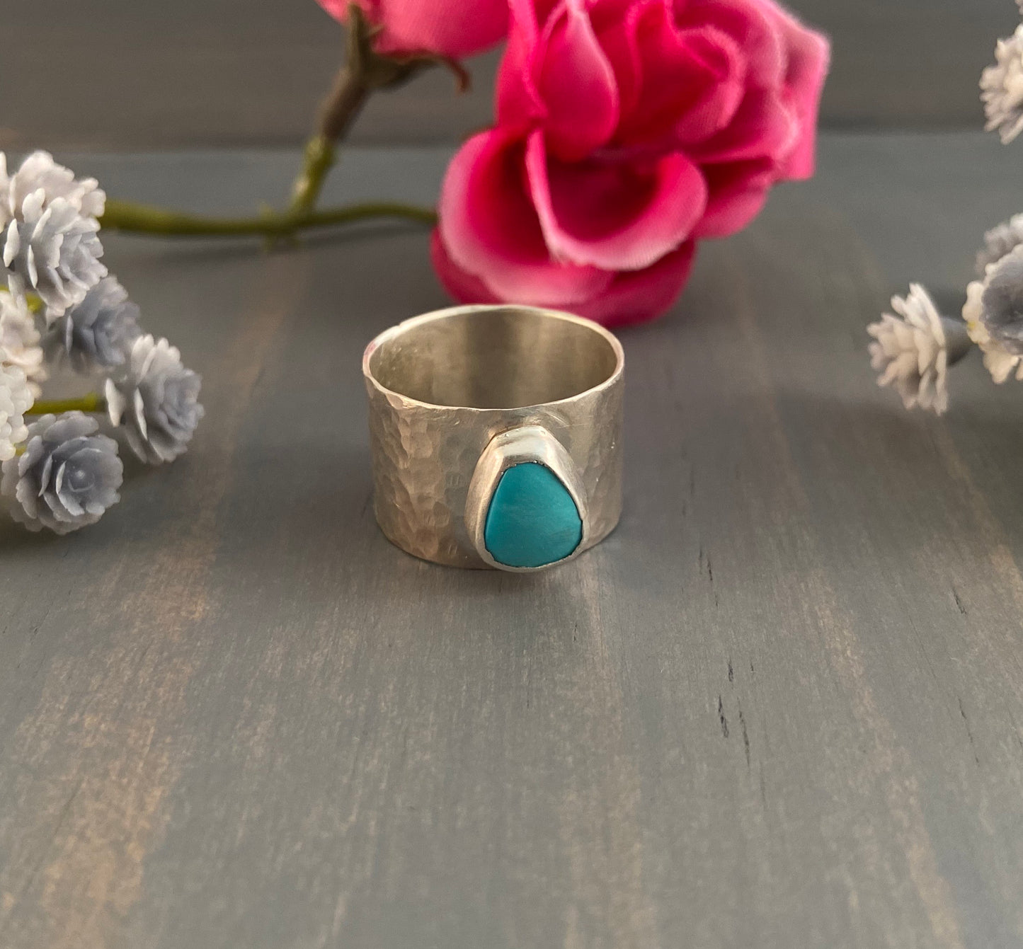 Wide Band Turquoise Ring