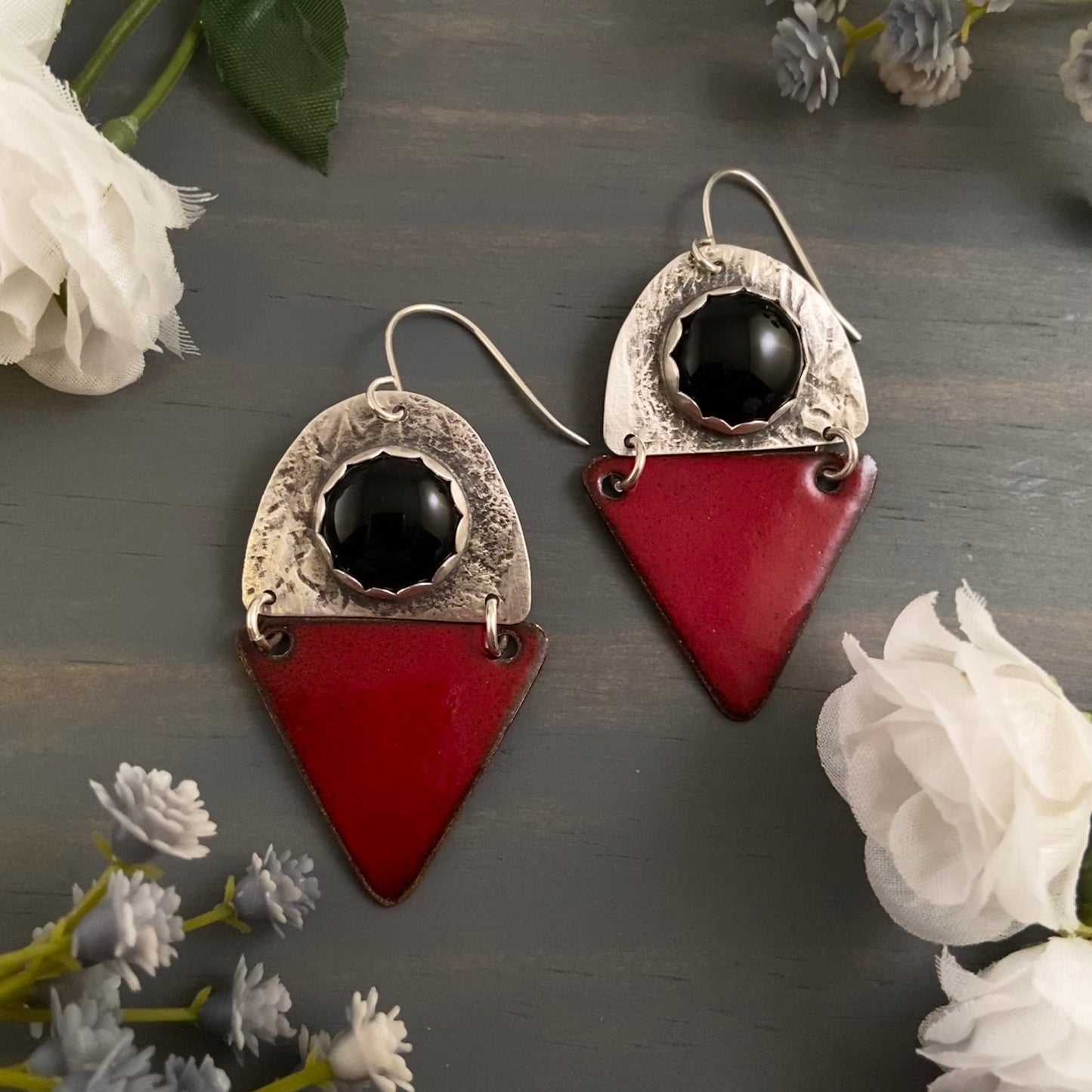 Red Enamel Earrings