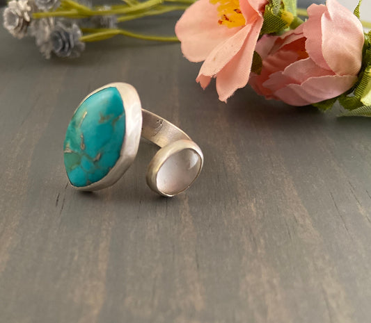 Turquoise + Quartz Ring