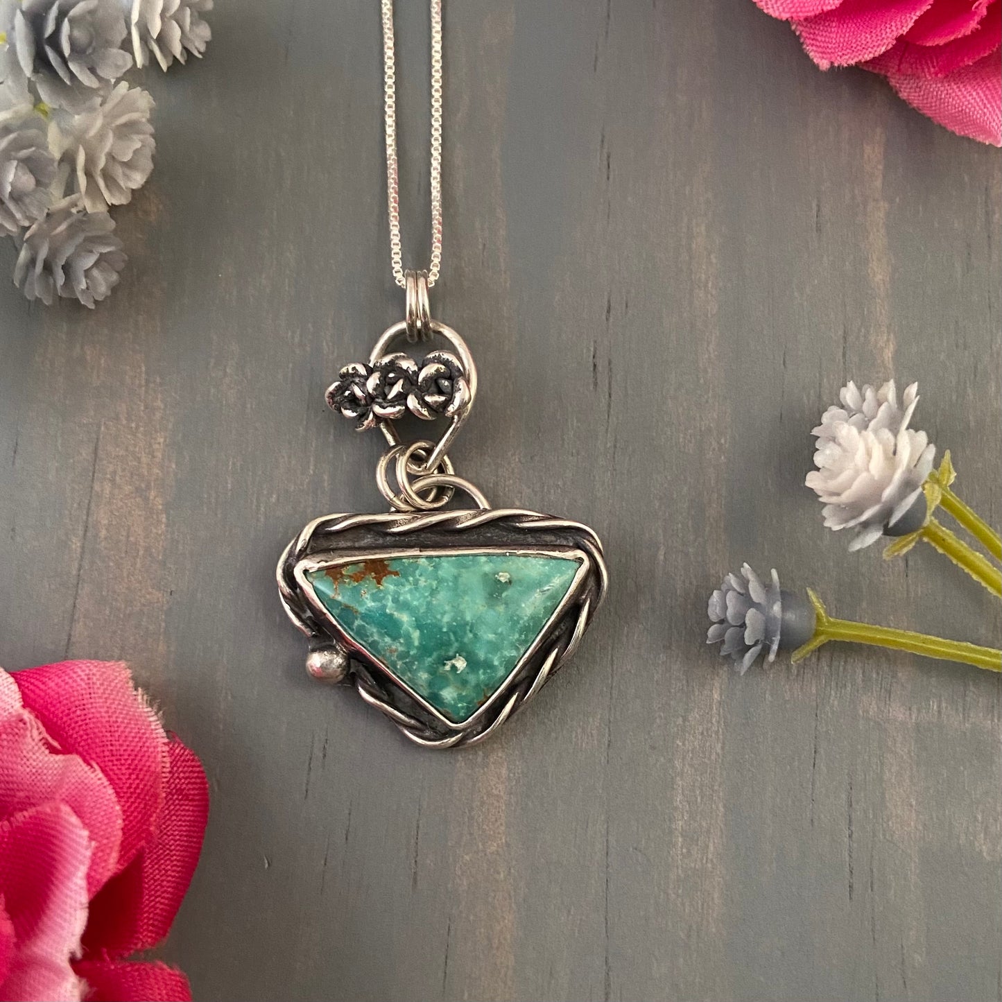 Crow Springs Turquoise + Succulent Pendant