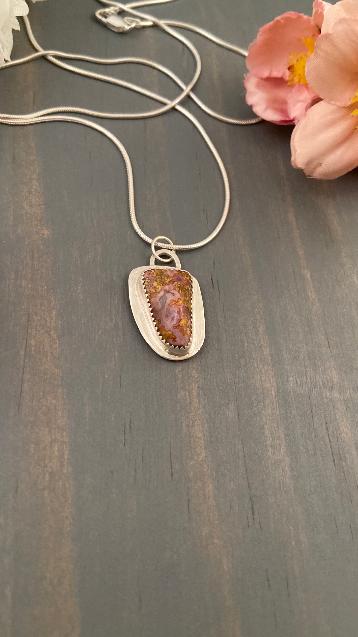 Pink Lace Agate Pendant