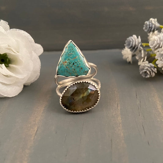 Turquoise + Labradorite Ring