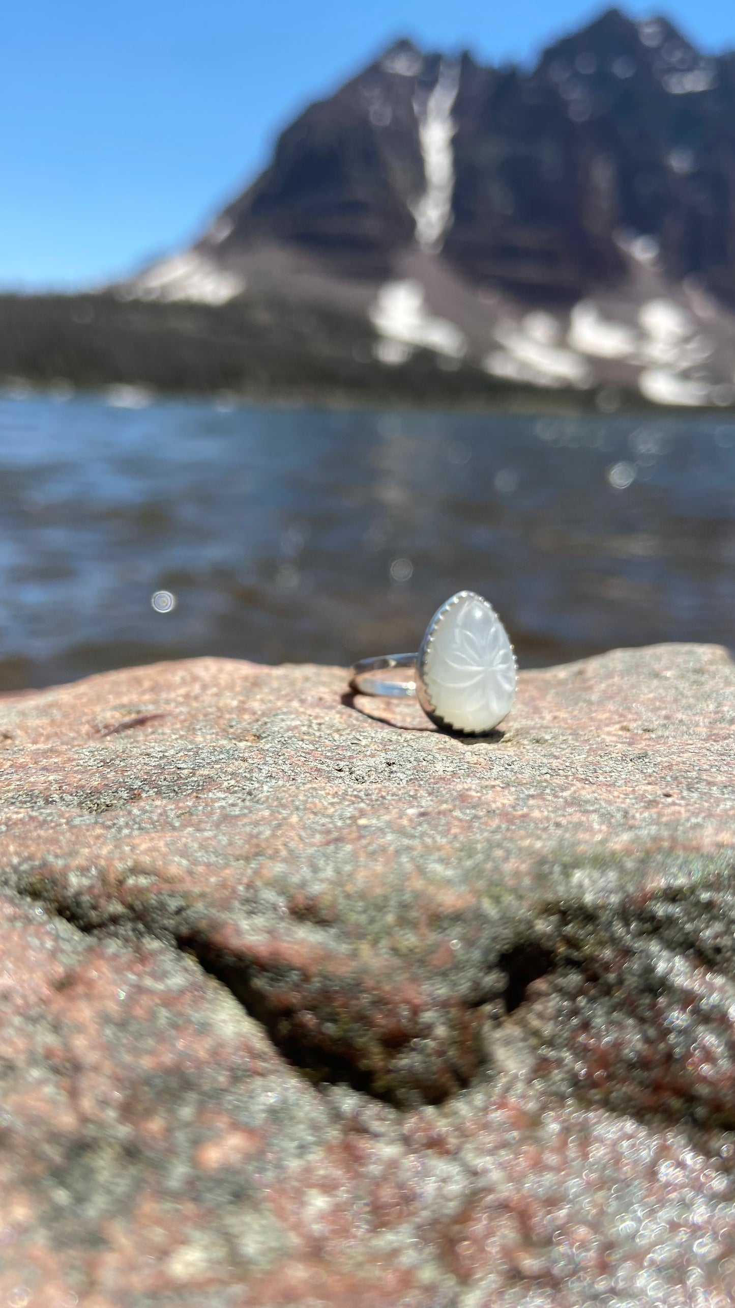 Carved Moonstone Ring {Size 5.25)