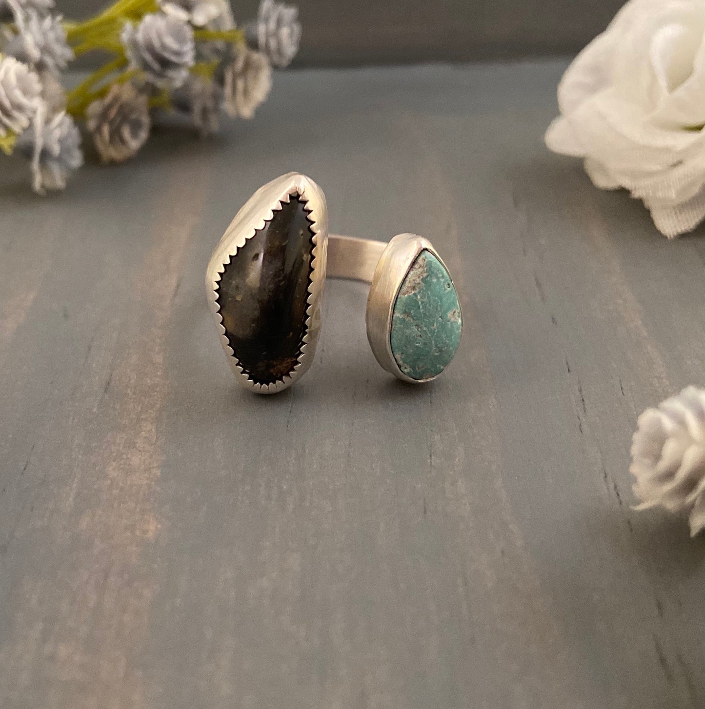 Onyx + Turquoise Double Ring