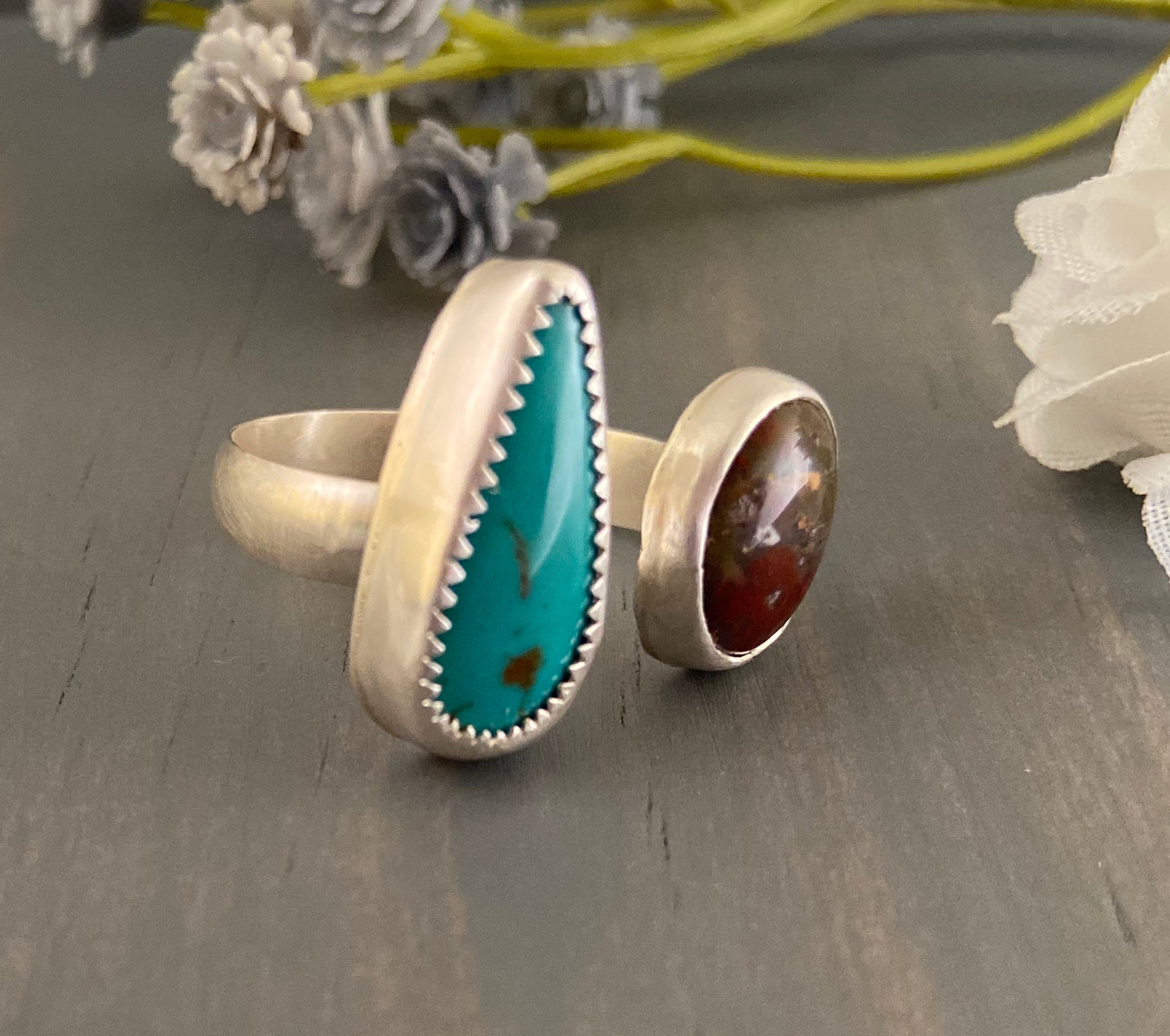 Turquoise + Moss Agate Multi-Stone Ring