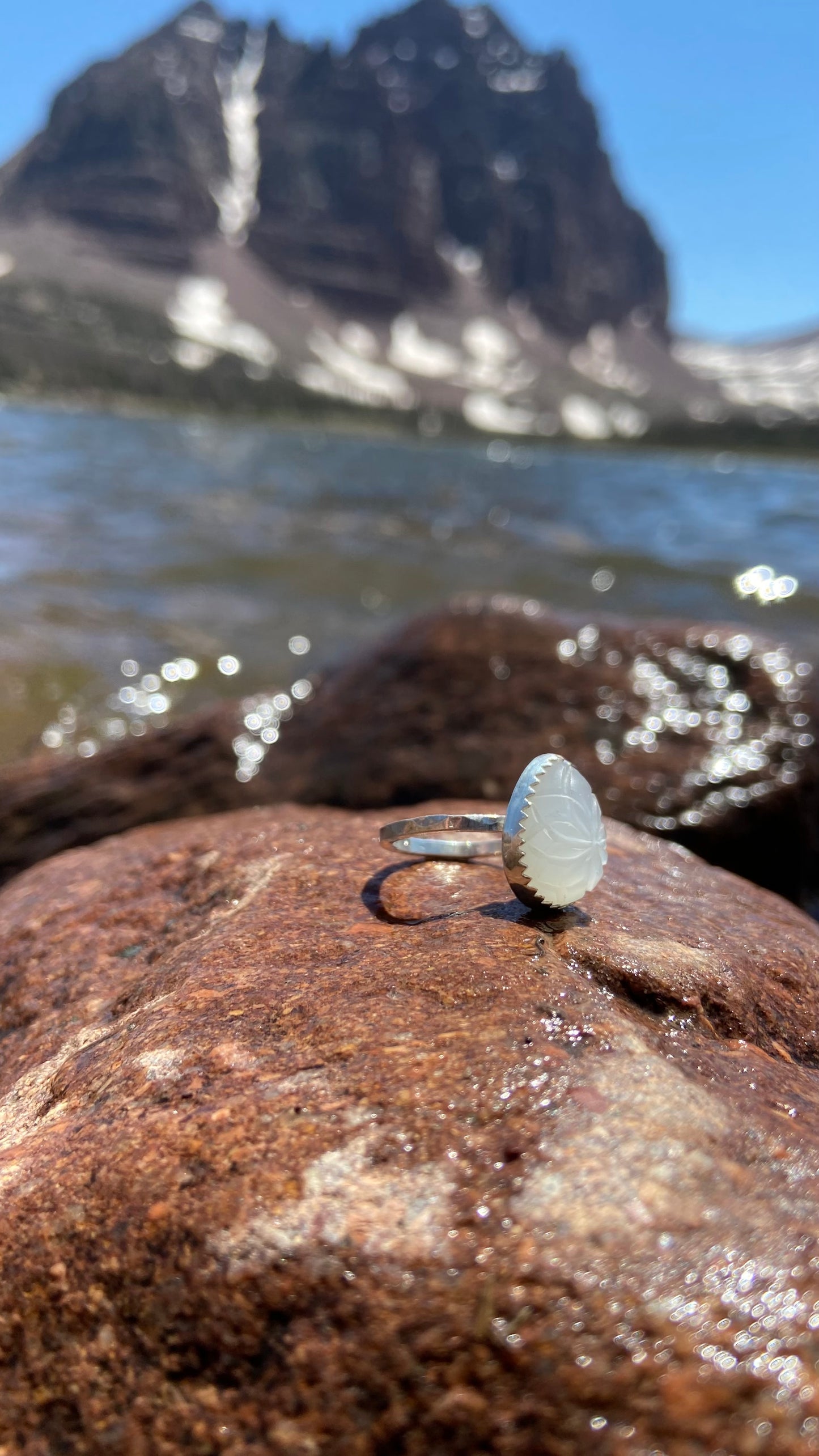 Carved Moonstone Ring {Size 5.25)