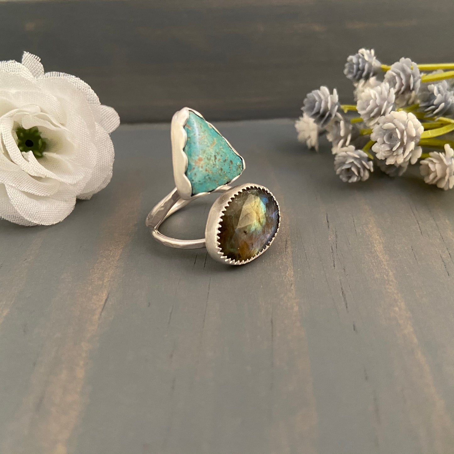 Turquoise + Labradorite Ring