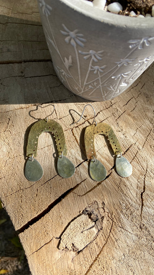 Mixed Metals Arched Earrings