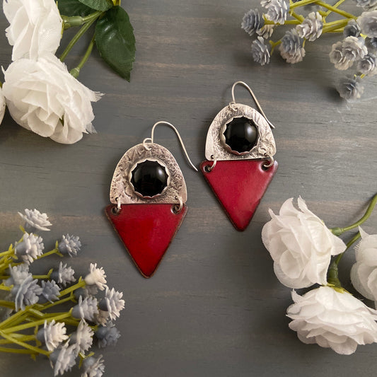 Red Enamel Earrings