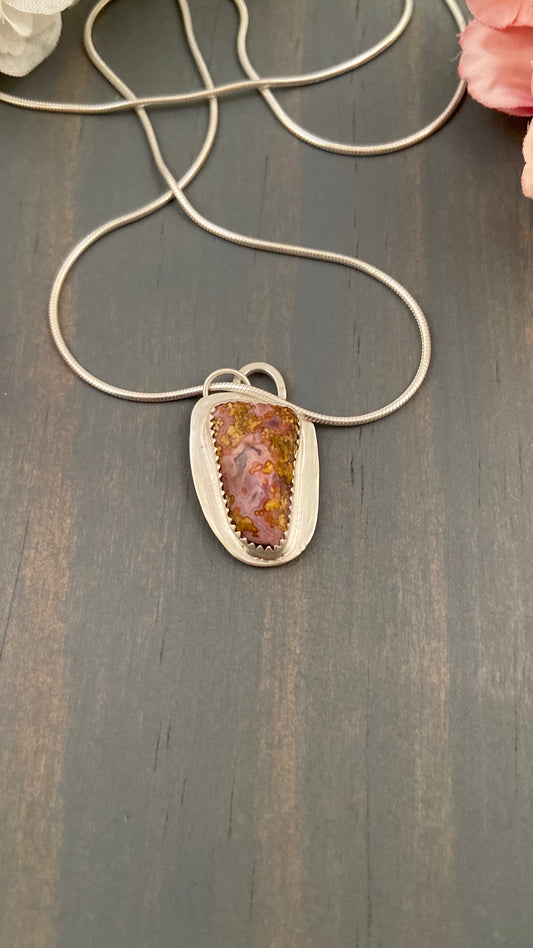 Pink Lace Agate Pendant