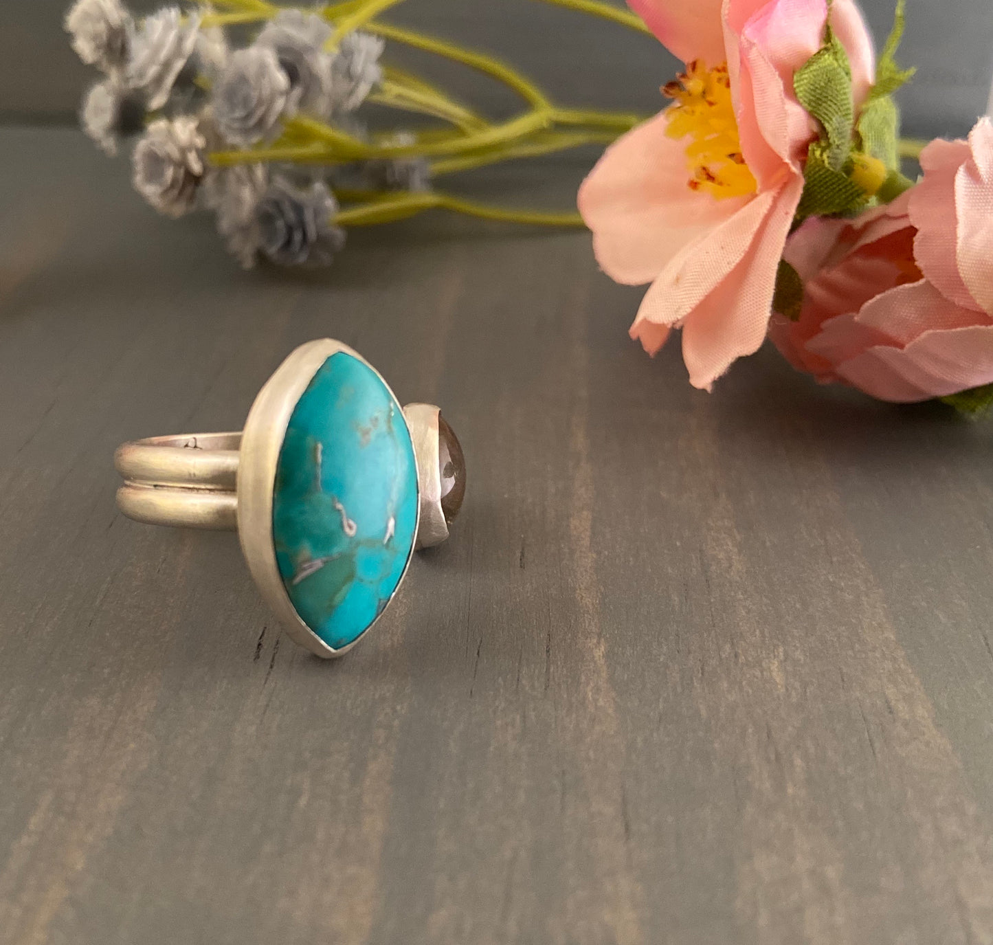 Turquoise + Quartz Ring