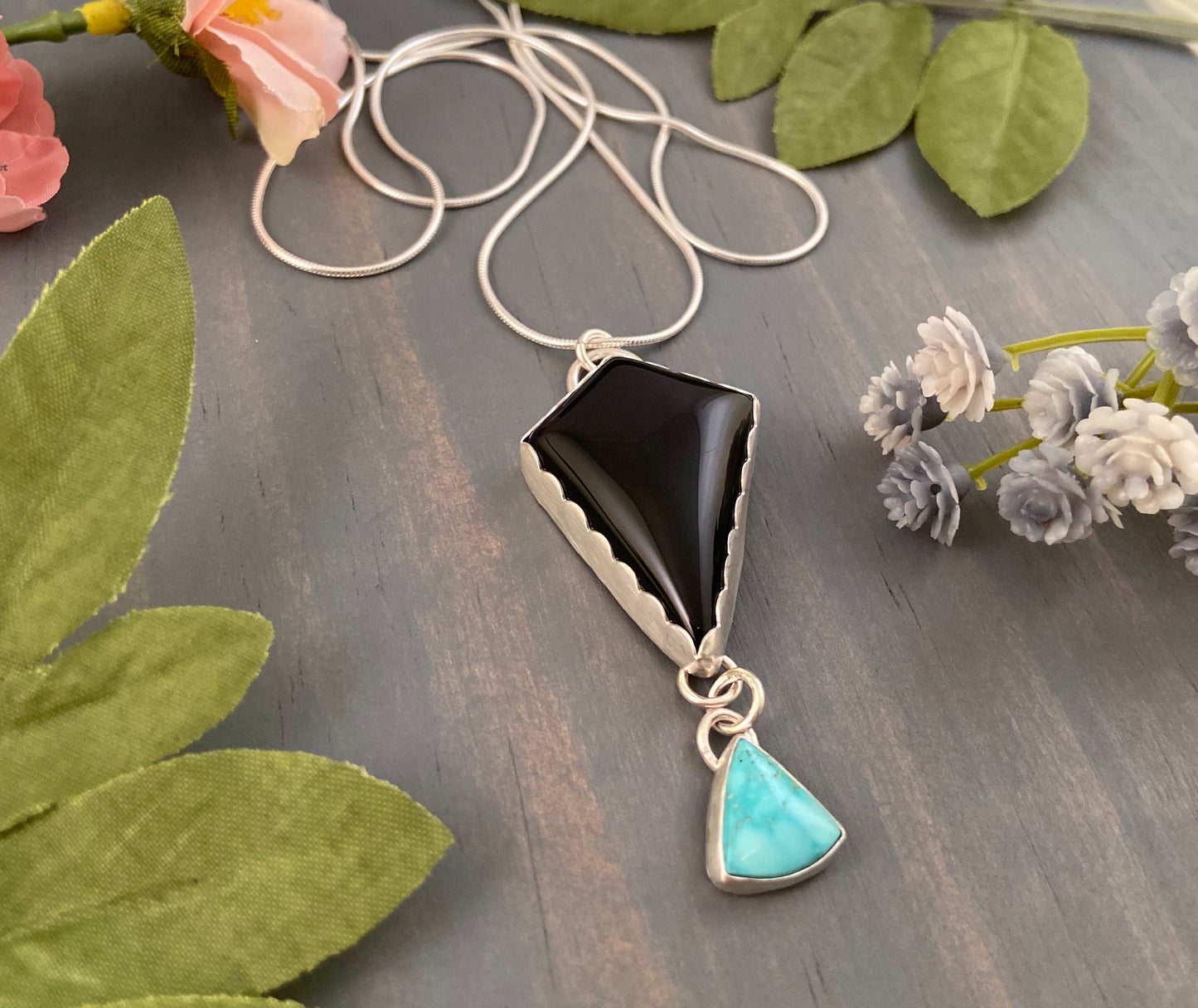 Missing Onyx + Turquoise Necklace