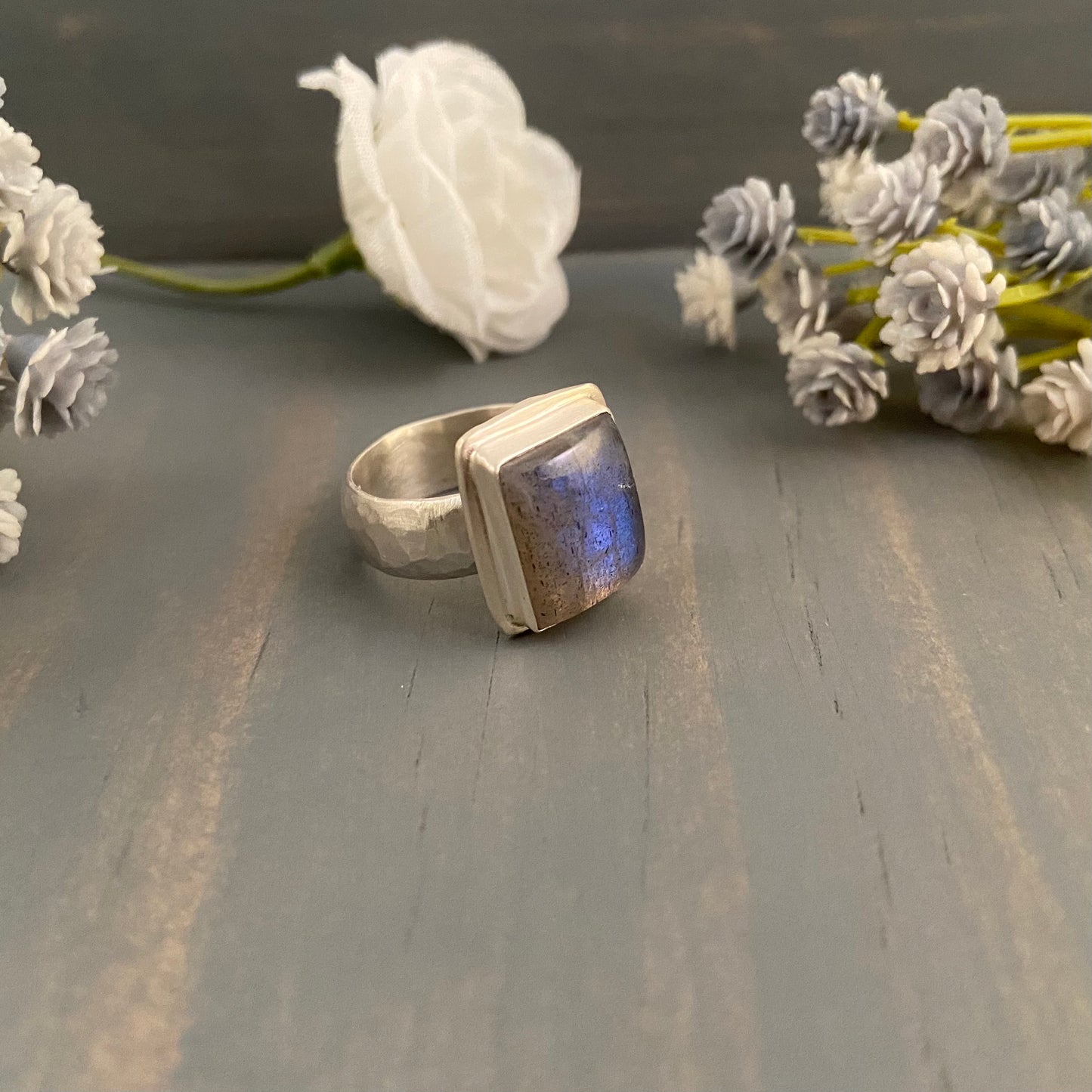 Square Labradorite Ring