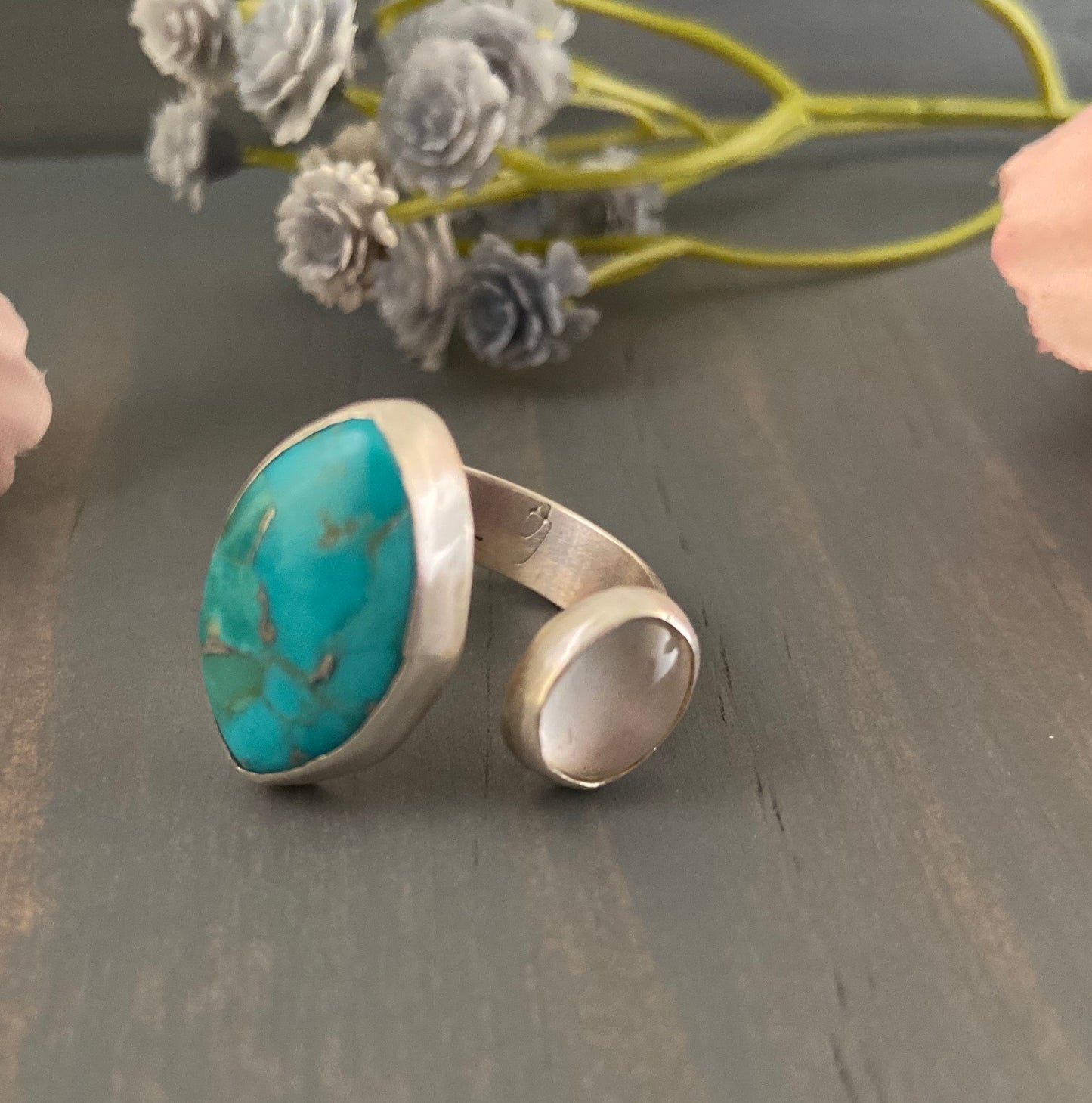 Turquoise + Quartz Ring